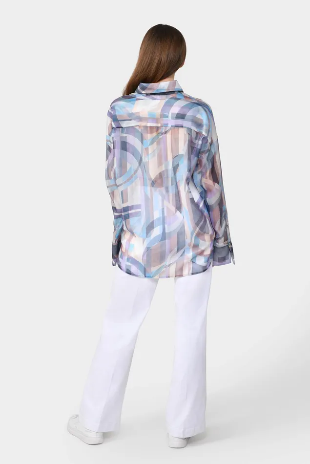 Van Laack Casual Blouses Women Oversize Shirt Blouse With A Geometrical Print