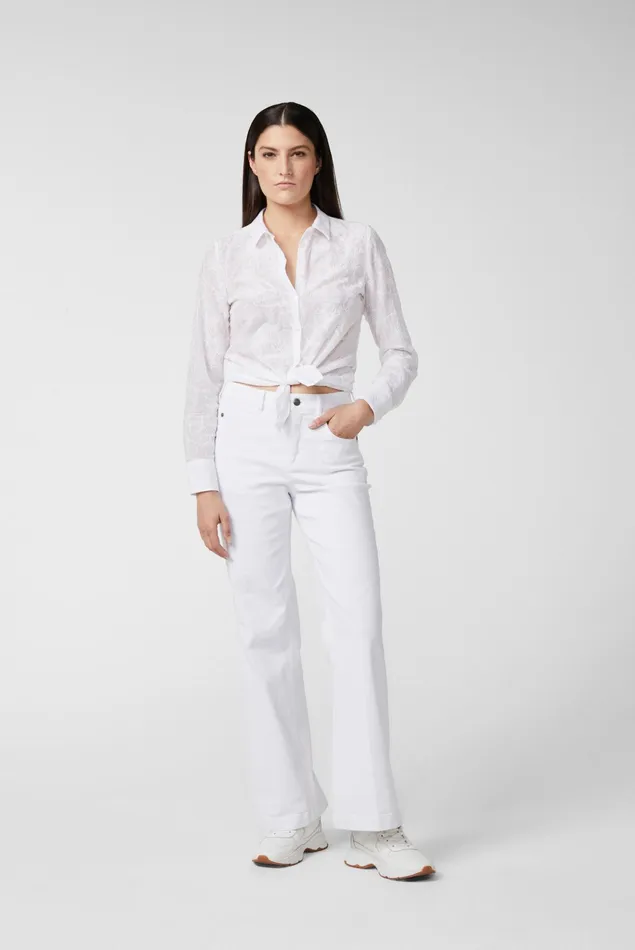 Van Laack Casual Blouses Women Shirt Blouse With Embroidery In Cottonsilk Blend White Van Laack Casual Blouses Women Shirt Blouse With Embroidery In Cottonsilk Blend White