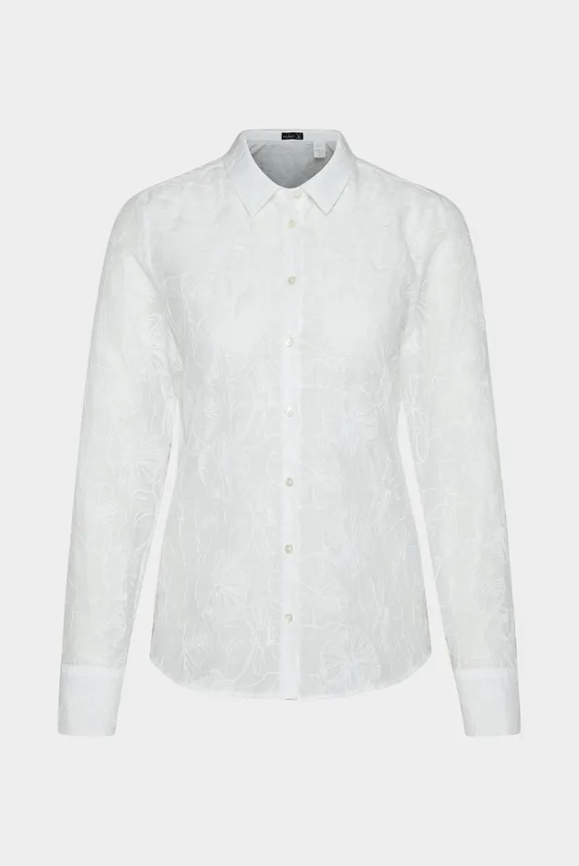 Van Laack Casual Blouses Women Shirt Blouse With Embroidery In Cottonsilk Blend White Van Laack Casual Blouses Women Shirt Blouse With Embroidery In Cottonsilk Blend White