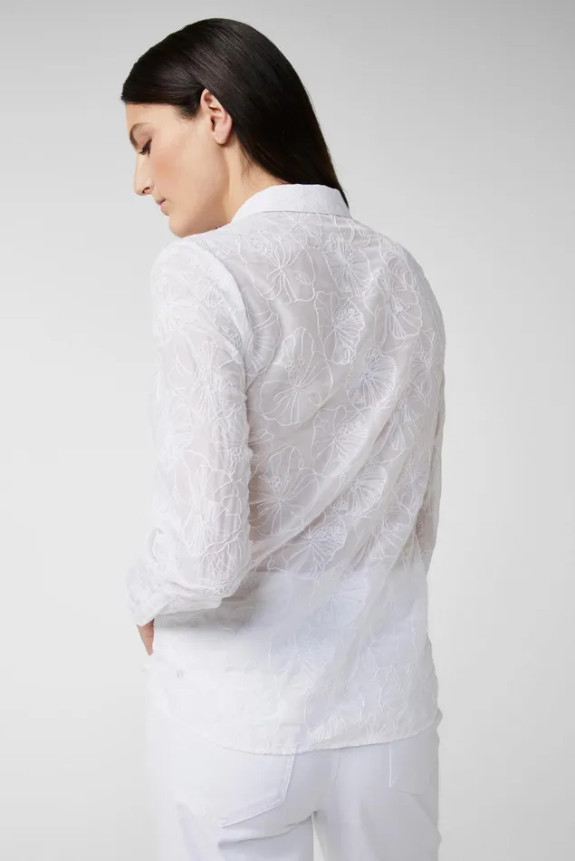 Van Laack Casual Blouses Women Shirt Blouse With Embroidery In Cottonsilk Blend White Van Laack Casual Blouses Women Shirt Blouse With Embroidery In Cottonsilk Blend White