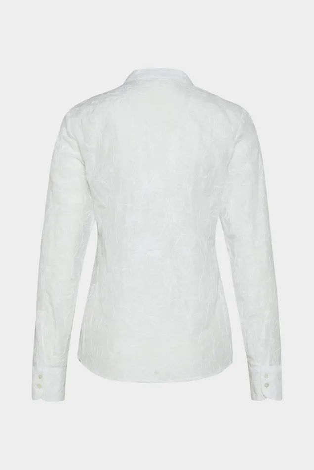 Van Laack Casual Blouses Women Shirt Blouse With Embroidery In Cottonsilk Blend White Van Laack Casual Blouses Women Shirt Blouse With Embroidery In Cottonsilk Blend White