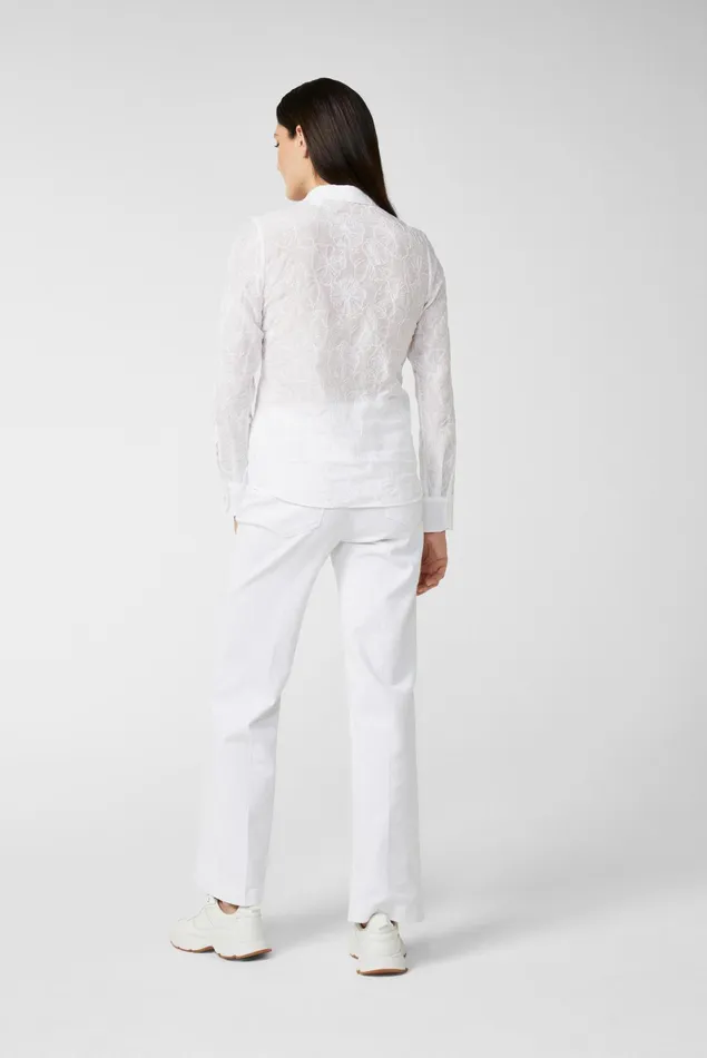 Van Laack Casual Blouses Women Shirt Blouse With Embroidery In Cottonsilk Blend White Van Laack Casual Blouses Women Shirt Blouse With Embroidery In Cottonsilk Blend White
