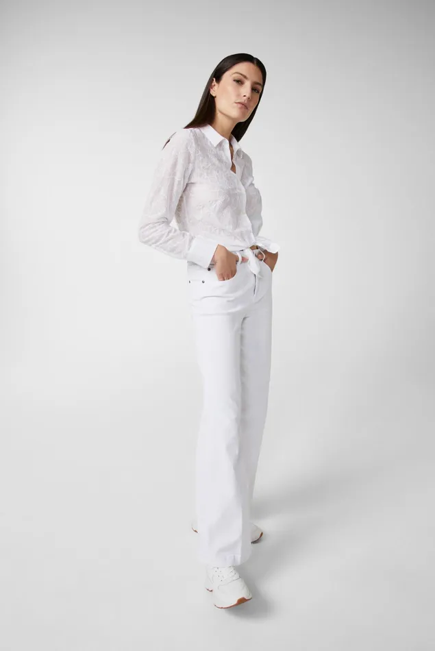 Van Laack Casual Blouses Women Shirt Blouse With Embroidery In Cottonsilk Blend White Van Laack Casual Blouses Women Shirt Blouse With Embroidery In Cottonsilk Blend White