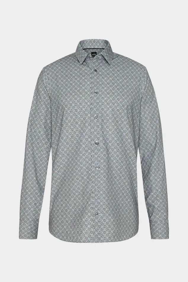 Van Laack Casual Shirts Men Micro Corduroy Shirt With Floral Print Blue