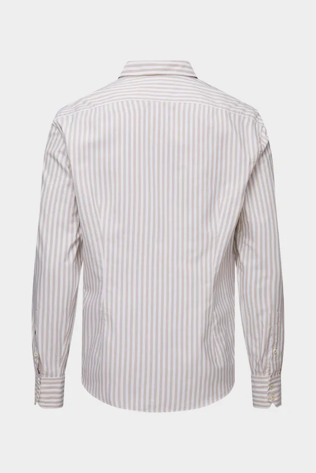 Van Laack Casual Shirts Men Striped Buttondown Oxford Hem In A Soft Wash Beige Van Laack Casual Shirts Men Striped Buttondown Oxford Hem In A Soft Wash Beige