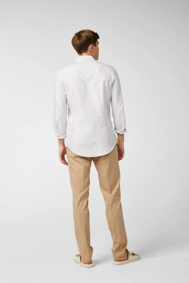 Van Laack Casual Shirts Men Striped Buttondown Oxford Hem In A Soft Wash Beige Van Laack Casual Shirts Men Striped Buttondown Oxford Hem In A Soft Wash Beige
