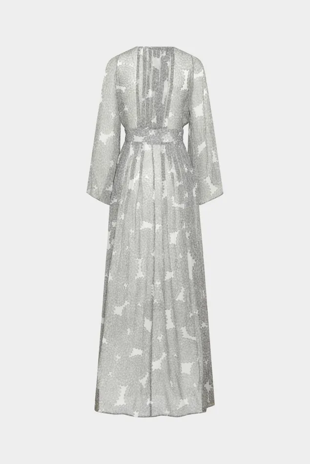 Van Laack Dresses and Skirts Women Gray Silk Blend Slip On Maxi Dress With Glamor Floral Print Van Laack Dresses and Skirts Women Gray Silk Blend Slip On Maxi Dress With Glamor Floral Print