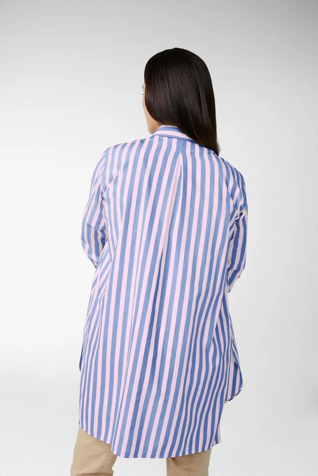 Van Laack Festive Blouses Women Long Shirt Blouse With Back Pleats Light Striped Van Laack Festive Blouses Women Long Shirt Blouse With Back Pleats Light Striped