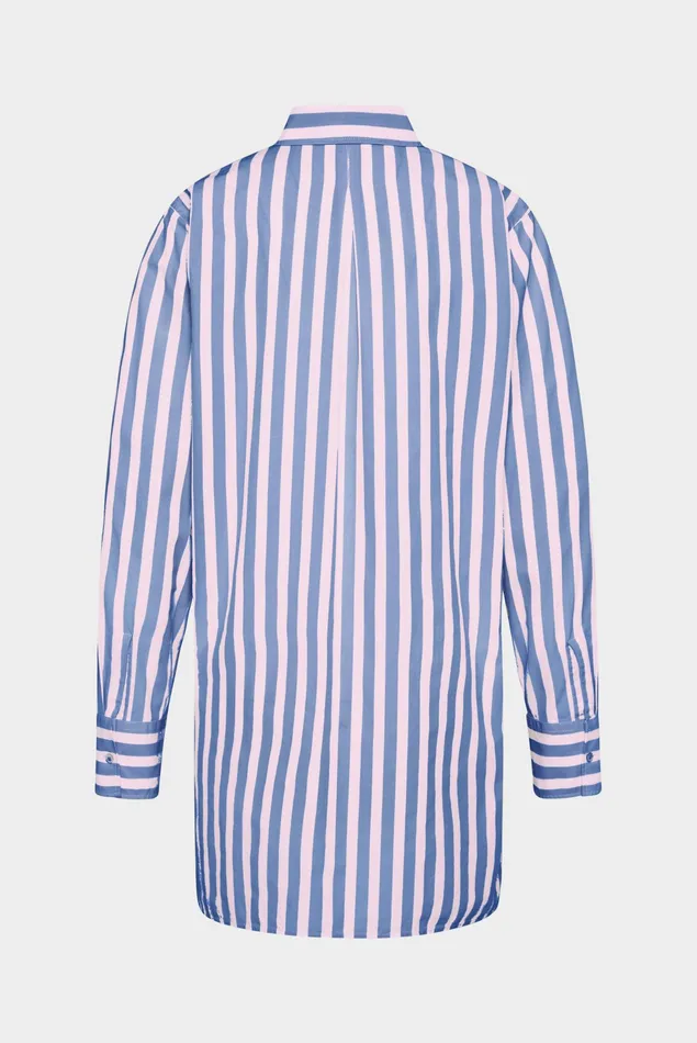 Van Laack Festive Blouses Women Long Shirt Blouse With Back Pleats Light Striped Van Laack Festive Blouses Women Long Shirt Blouse With Back Pleats Light Striped