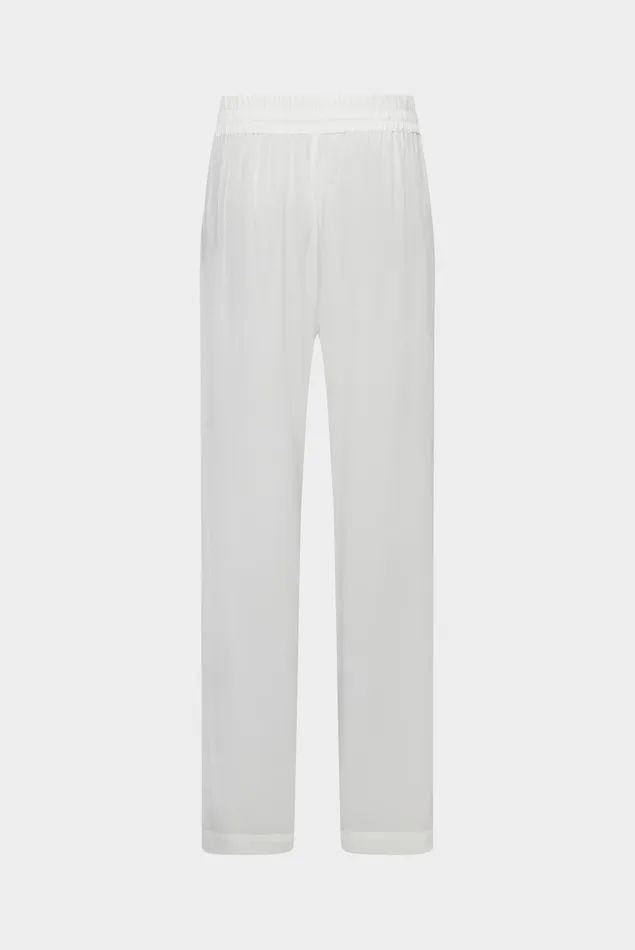 Van Laack Jeans and Pants Women Straight Pants With Elastic Waistband And Ruffle Details Made Of Plain Viscose White Van Laack Jeans and Pants Women Straight Pants With Elastic Waistband And Ruffle Details Made Of Plain Viscose White
