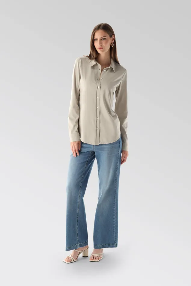 Van Laack Jersey Blouses Women Cotton Jersey Shirt Blouse Beige Van Laack Jersey Blouses Women Cotton Jersey Shirt Blouse Beige