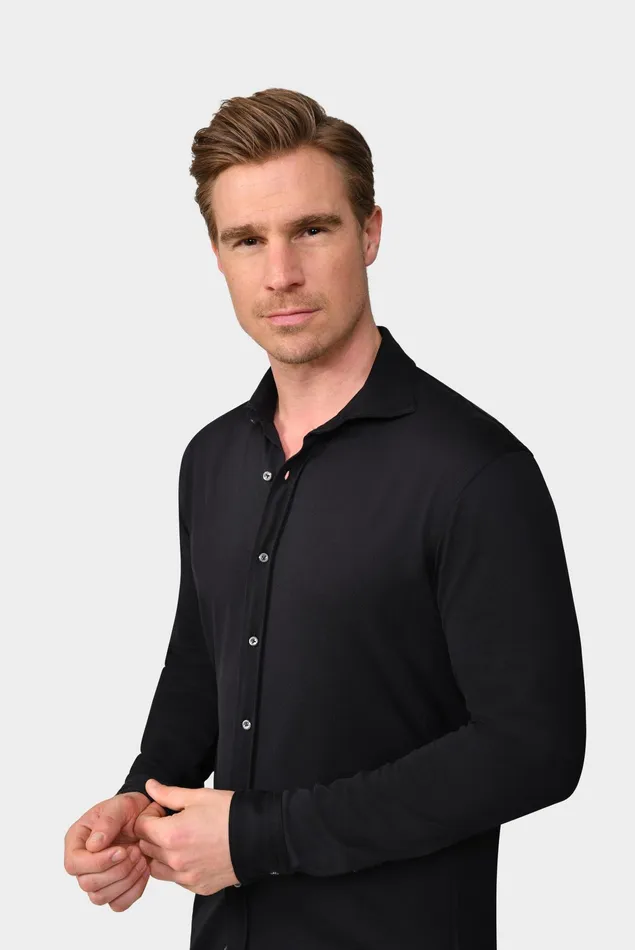 Van Laack Jersey Shirts Men Jersey Shirt Urban Look Slim Fit Black Van Laack Jersey Shirts Men Jersey Shirt Urban Look Slim Fit Black