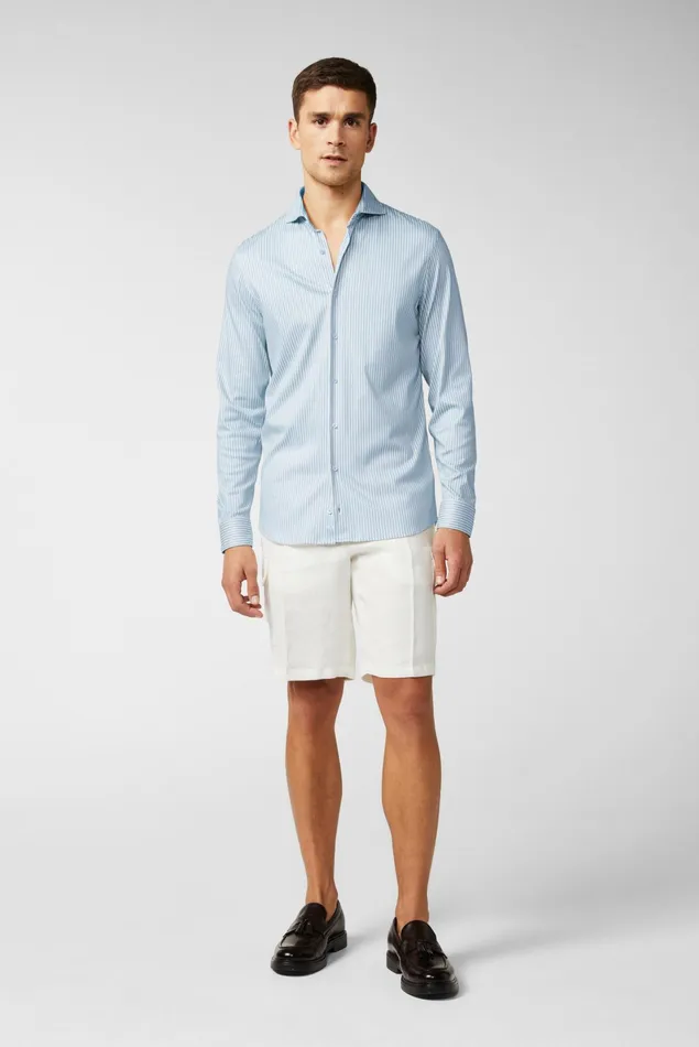 Van Laack Jersey Shirts Men Jersey Shirt With A Striped Print Made From Swiss Cotton Blue Van Laack Jersey Shirts Men Jersey Shirt With A Striped Print Made From Swiss Cotton Blue
