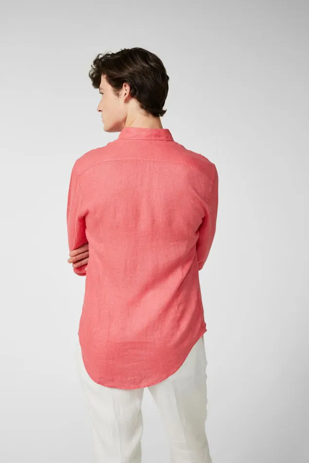 Van Laack Linen Shirts Men Linen Shirt With A Buttondown Collar Coral Van Laack Linen Shirts Men Linen Shirt With A Buttondown Collar Coral