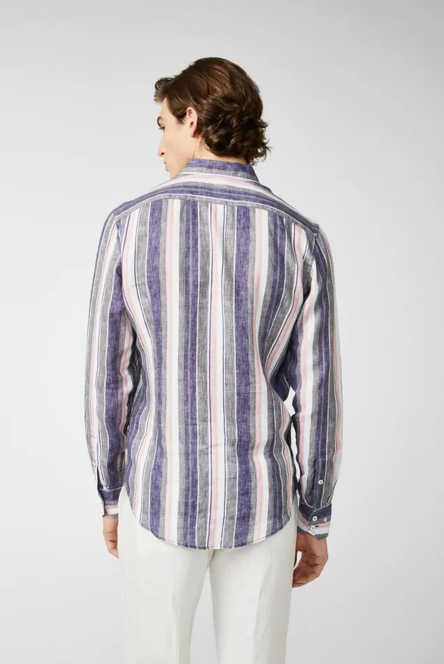 Van Laack Linen Shirts Men Striped Linen Shirt With A Buttondown Collar Van Laack Linen Shirts Men Striped Linen Shirt With A Buttondown Collar