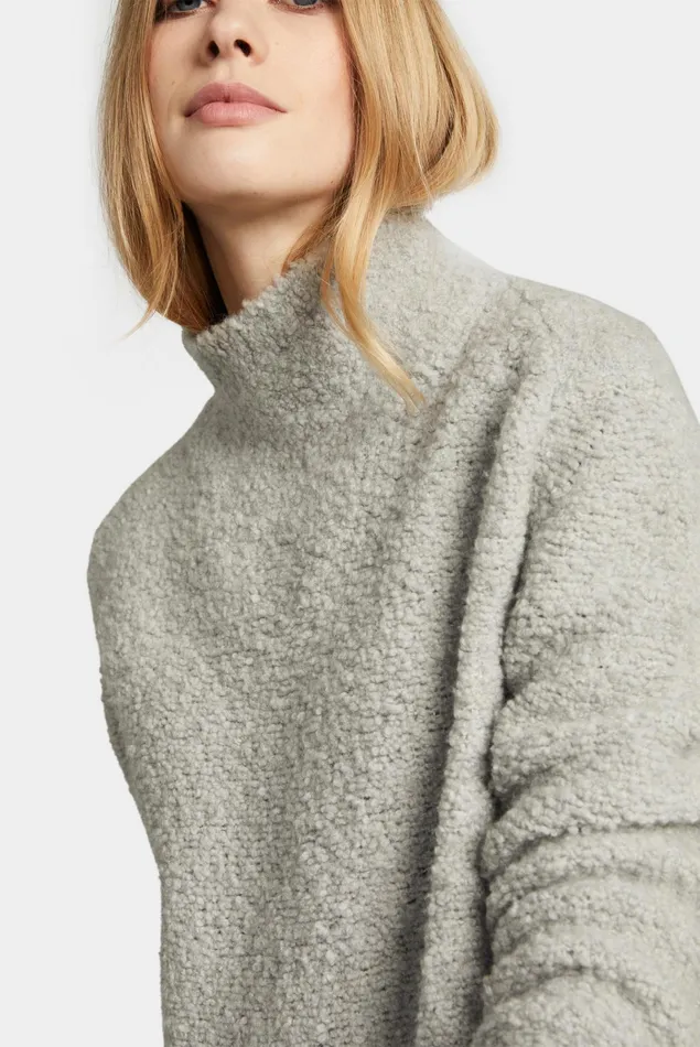 Van Laack Sweaters and Cardigans Women Oversized Boucle Turtleneck Sweater Made From Recycled Cashmere Mix Grey Van Laack Sweaters and Cardigans Women Oversized Boucle Turtleneck Sweater Made From Recycled Cashmere Mix Grey