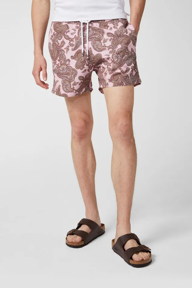 Van Laack Swimwear Men Swim Shorts With Floral Paysley Motif Pink