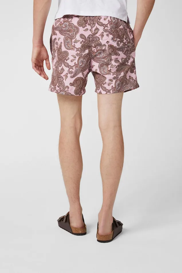 Van Laack Swimwear Men Swim Shorts With Floral Paysley Motif Pink Van Laack Swimwear Men Swim Shorts With Floral Paysley Motif Pink