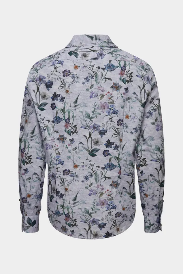 Van Laack TailorFit Shirts Men Dark Cotton Poplin Shirt With Vintage Denim Floral Print Blue Van Laack TailorFit Shirts Men Dark Cotton Poplin Shirt With Vintage Denim Floral Print Blue