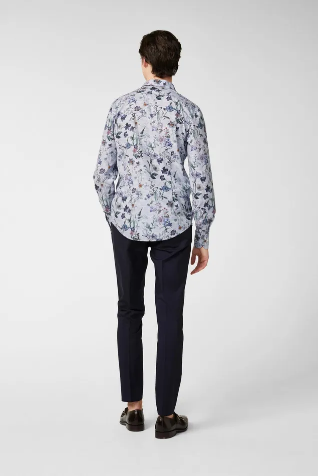 Van Laack TailorFit Shirts Men Dark Cotton Poplin Shirt With Vintage Denim Floral Print Blue Van Laack TailorFit Shirts Men Dark Cotton Poplin Shirt With Vintage Denim Floral Print Blue