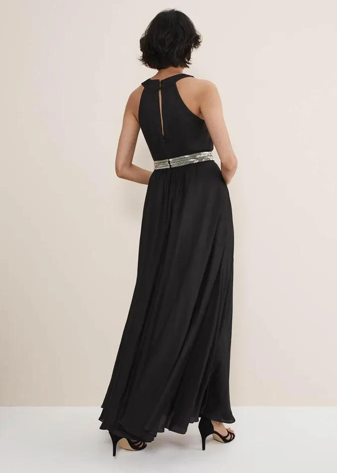Vanessa Beaded Belt Maxi Dress Black Women Phase Eight Dresses
