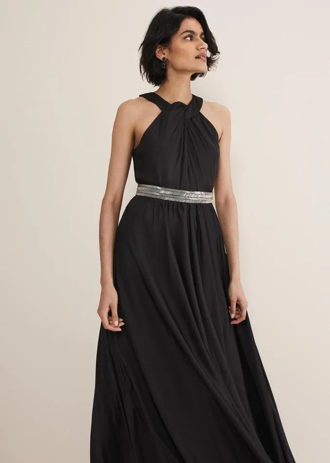 Vanessa Beaded Belt Maxi Dress Black Women Phase Eight Dresses