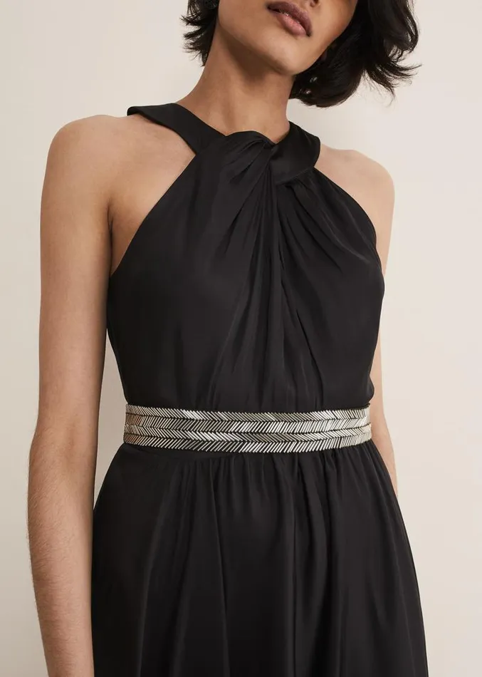 Vanessa Beaded Belt Maxi Dress Black Women Phase Eight Dresses