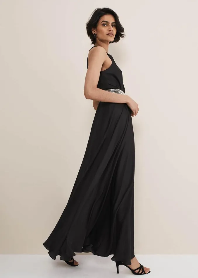 Vanessa Beaded Belt Maxi Dress Black Women Phase Eight Dresses