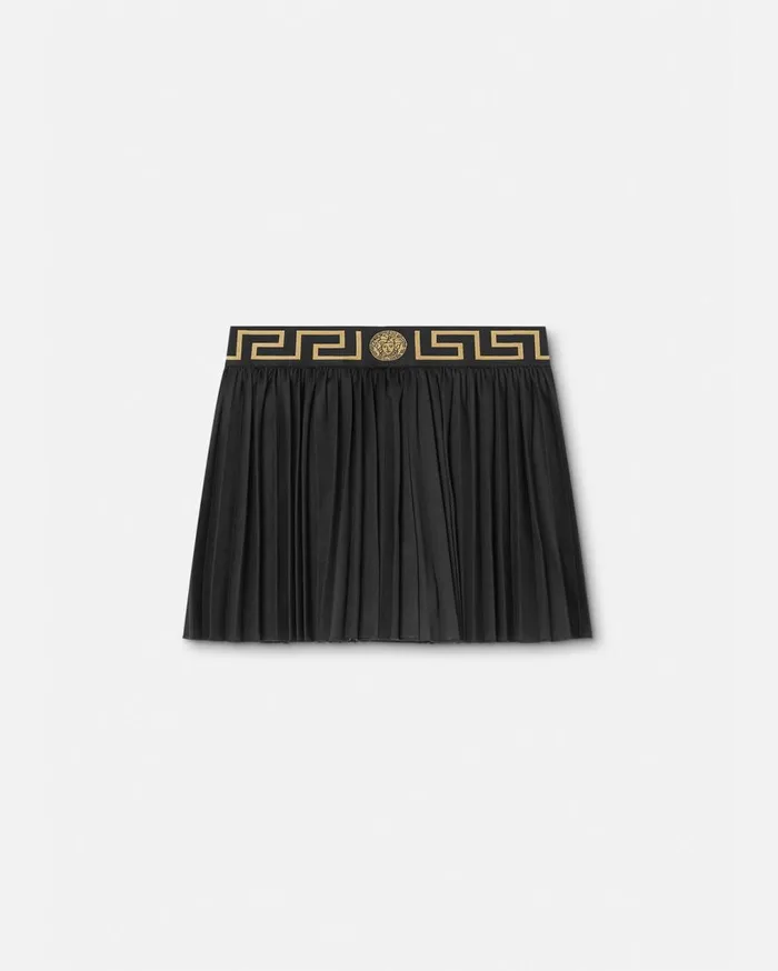 Versace Activewear Greca Border Pleated Gym Shorts Black 8211 Women