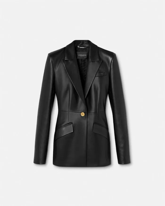 Versace Blazer and Jackets Leather Blazer Black 8211 Women
