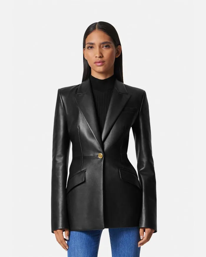 Versace Blazer and Jackets Leather Blazer Black 8211 Women