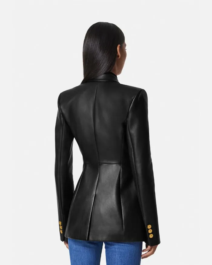 Versace Blazer and Jackets Leather Blazer Black 8211 Women