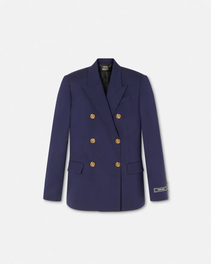 Versace Blazer and Jackets Slim Masculine DoubleBreasted Blazer Blue 8211 Women