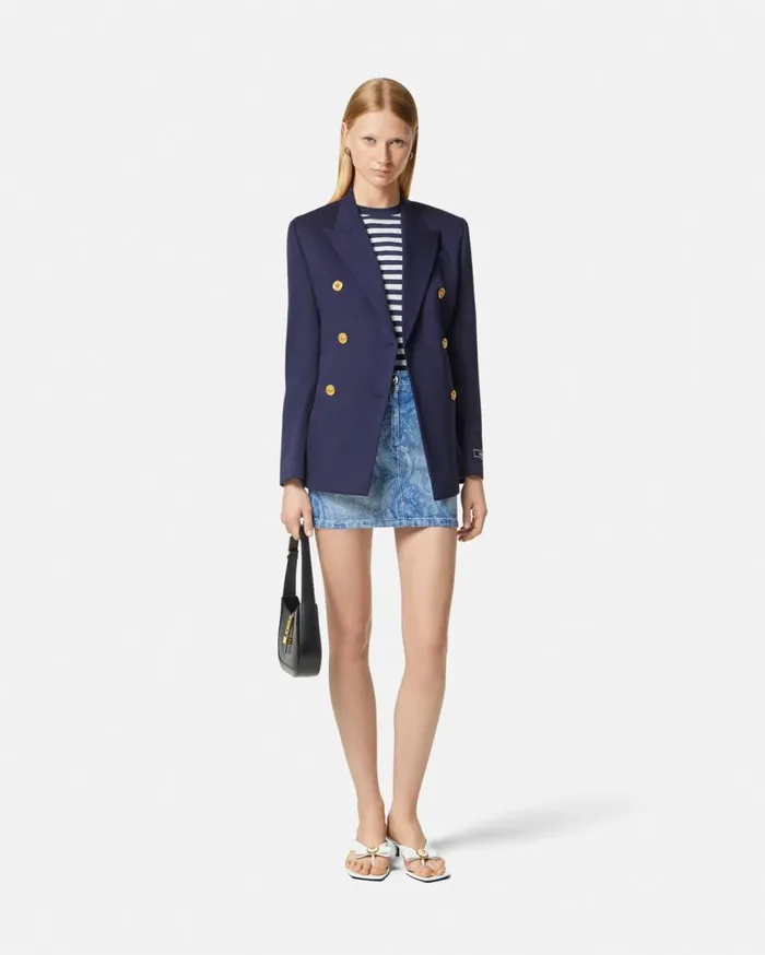 Versace Blazer and Jackets Slim Masculine DoubleBreasted Blazer Blue 8211 Women Versace Blazer and Jackets Slim Masculine DoubleBreasted Blazer Blue 8211 Women