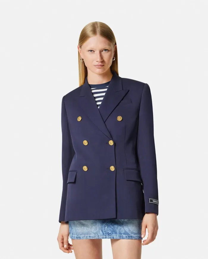 Versace Blazer and Jackets Slim Masculine DoubleBreasted Blazer Blue 8211 Women Versace Blazer and Jackets Slim Masculine DoubleBreasted Blazer Blue 8211 Women