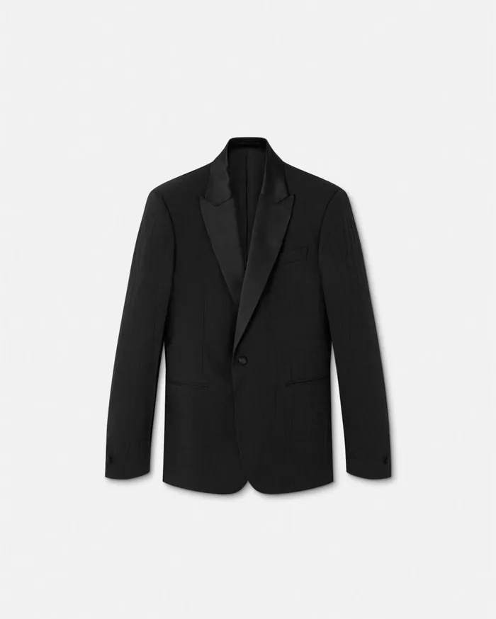 Versace Blazers and Suits CrocEffect Jacquard Blazer Black 8211 Men