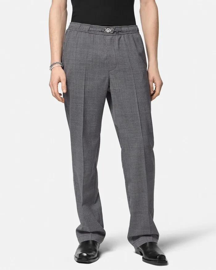 Versace Blazers and Suits Houndstooth Wool Pants Gray 8211 Men Versace Blazers and Suits Houndstooth Wool Pants Gray 8211 Men