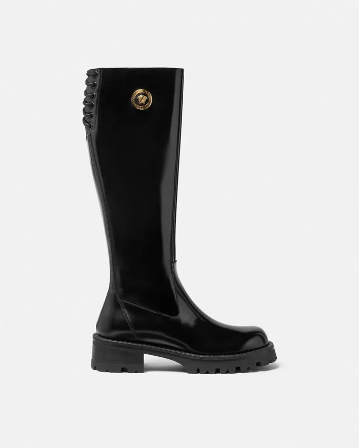 Versace Boots Alia KneeHigh Boots 35 Mm Blackgold 8211 Women