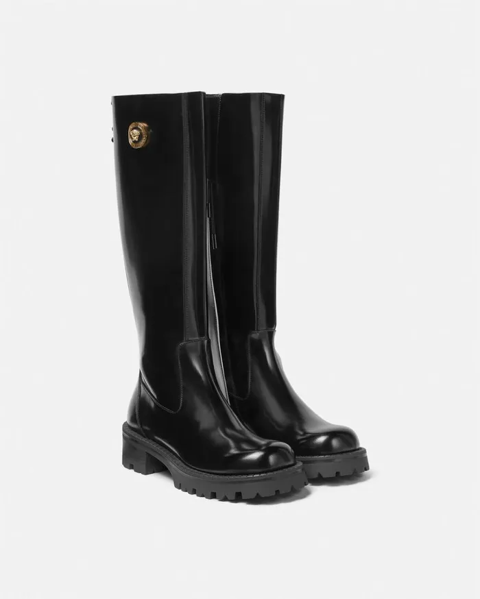 Versace Boots Alia KneeHigh Boots 35 Mm Blackgold 8211 Women Versace Boots Alia KneeHigh Boots 35 Mm Blackgold 8211 Women