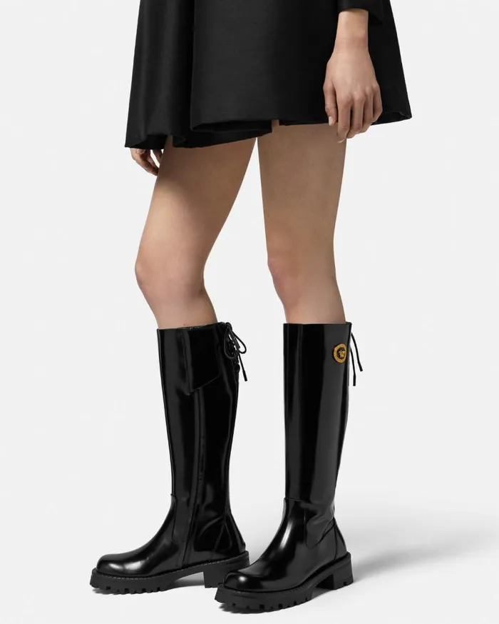 Versace Boots Alia KneeHigh Boots 35 Mm Blackgold 8211 Women Versace Boots Alia KneeHigh Boots 35 Mm Blackgold 8211 Women