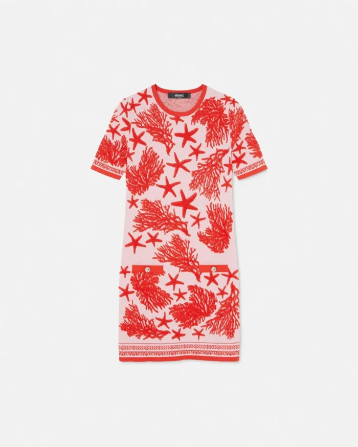 Versace Dresses Barocco Sea Knit Midi Dress Light Pink 8211 Women