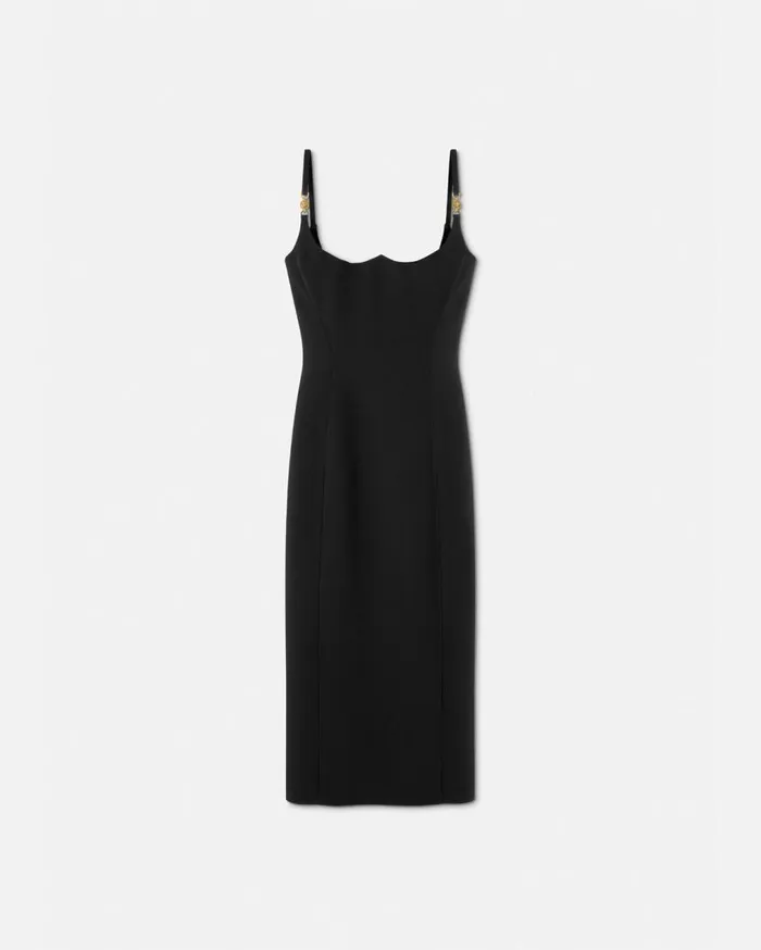 Versace Dresses Medusa 03995 Fluted Midi Dress Black 8211 Women