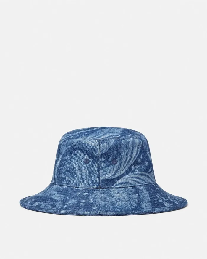 Versace Hats and Caps Barocco Denim Logo Bucket Hat Blue 8211 Women