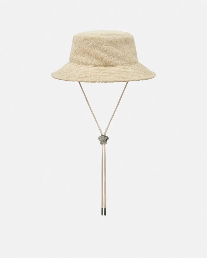 Versace Hats and Caps Barocco Towel Bucket Hat Beige 8211 WomenMen