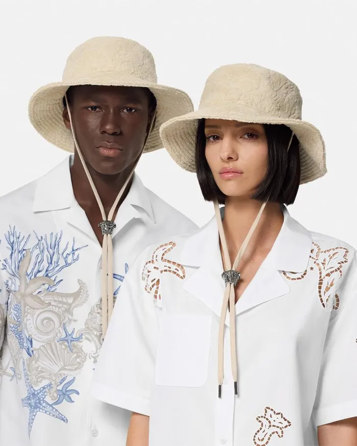 Versace Hats and Caps Barocco Towel Bucket Hat Beige 8211 WomenMen Versace Hats and Caps Barocco Towel Bucket Hat Beige 8211 WomenMen