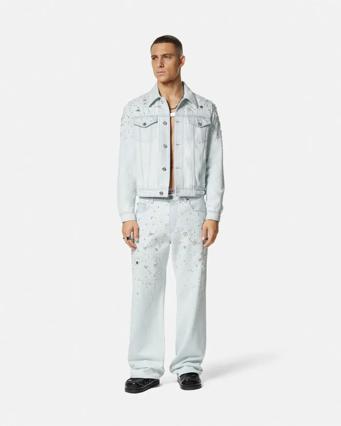 Versace Jackets and Coats Embellished Denim Jacket Light Blue 8211 Men Versace Jackets and Coats Embellished Denim Jacket Light Blue 8211 Men
