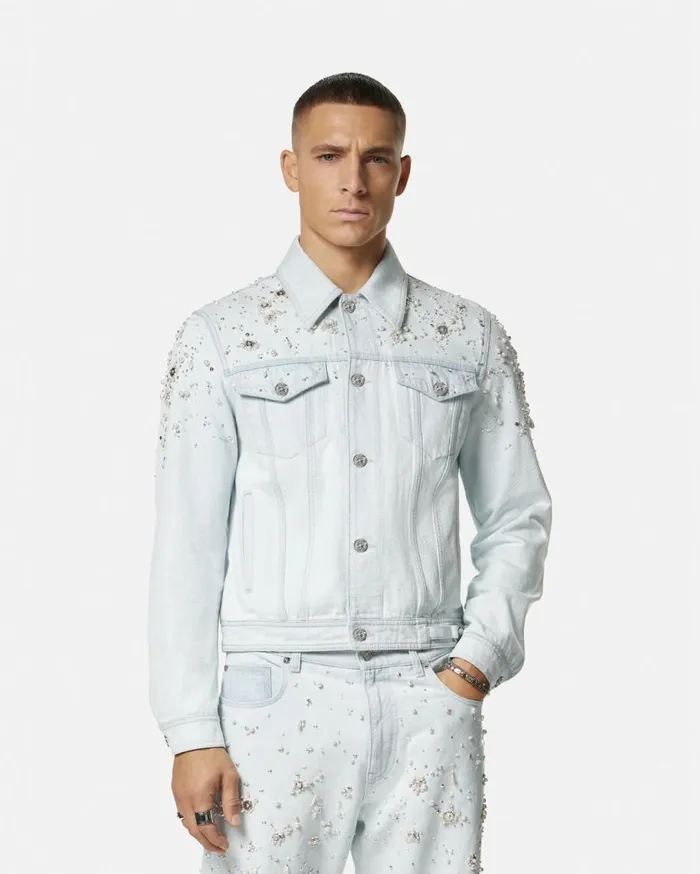 Versace Jackets and Coats Embellished Denim Jacket Light Blue 8211 Men Versace Jackets and Coats Embellished Denim Jacket Light Blue 8211 Men