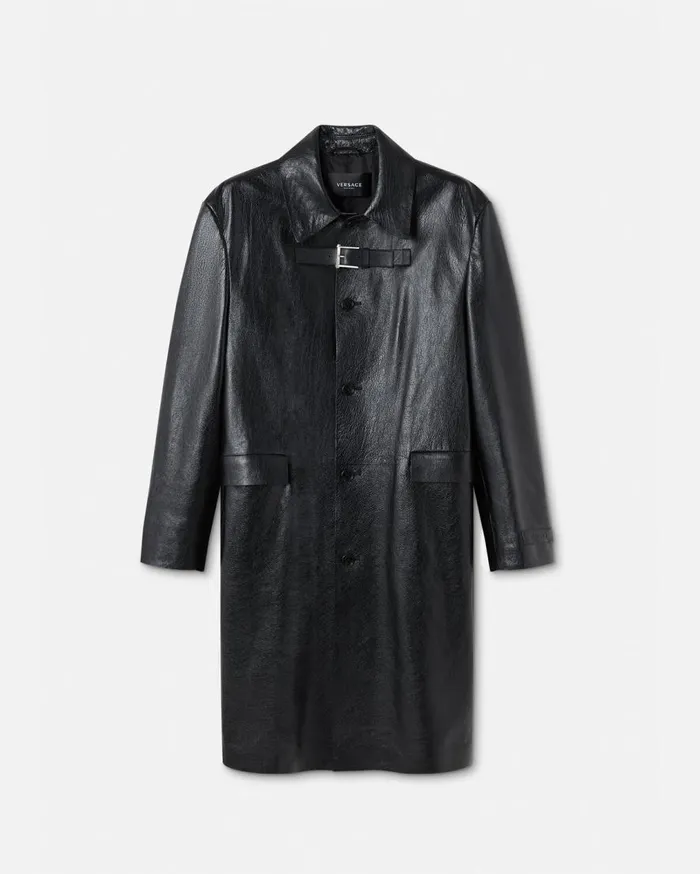 Versace Jackets and Coats Long Leather Coat Black 8211 Men