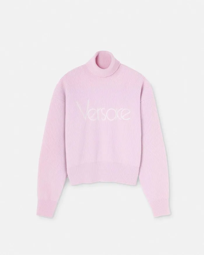 Versace Knitwear 1978 ReEdition Logo Sweater Light Pink 8211 Women