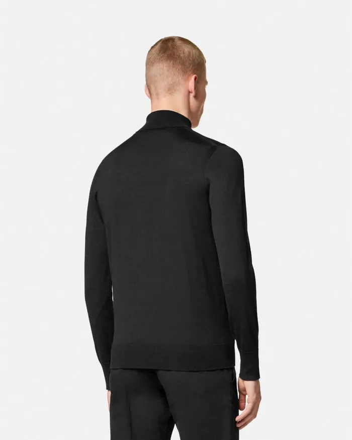 Versace Knitwear Embroidered Turtleneck Sweater Black 8211 Men Versace Knitwear Embroidered Turtleneck Sweater Black 8211 Men